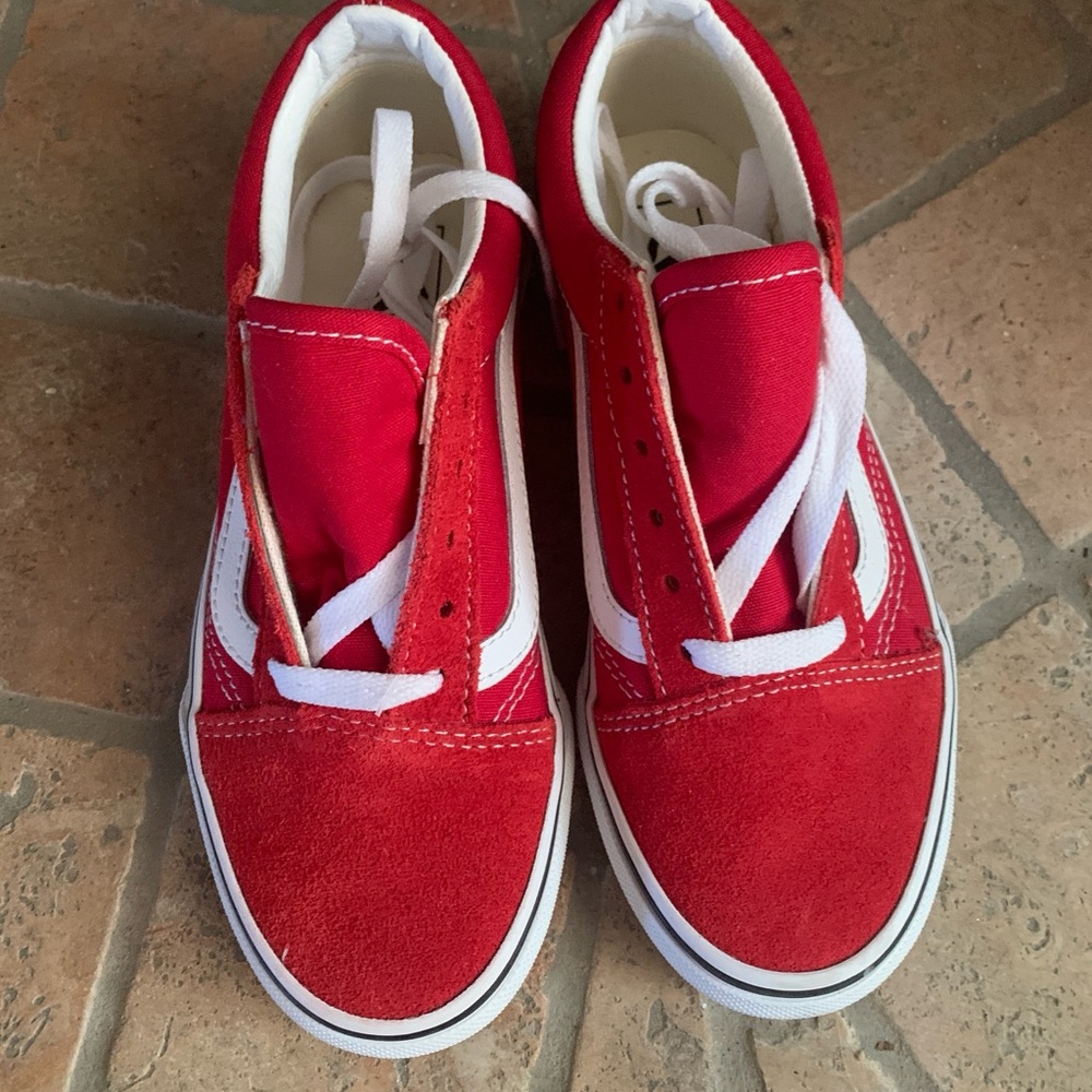Vans Kids Old Skool Red and White Tennis Shoes - Picture 7 of 7